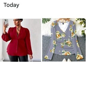 Elegant Floral Wrap Blouse & Red Blouse